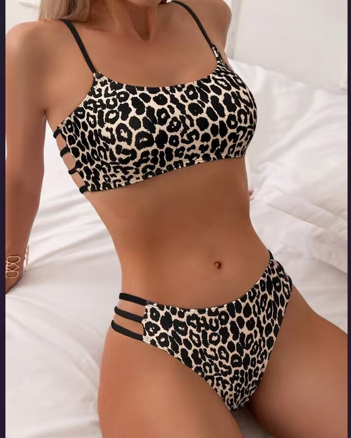 Wholesale  Leopard Print Split Two-piece Sexy Bikini Swimsuit for Women